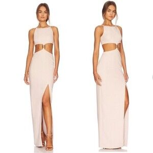 Likely Nella Cutout Gown with Slit in Cream Tan Size 8
